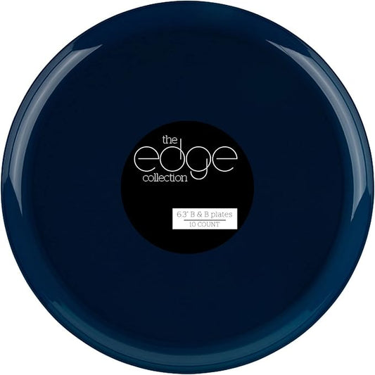 [30 Pack 6.3''] Dark Blue Plastic Party Plates Edge Collection Premium heavyweight Elegant Disposable Tableware Dishes