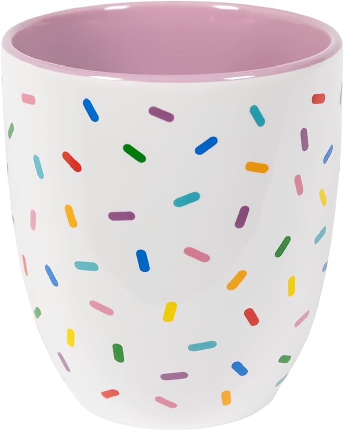 Lavender Cute Coffee Mug with Rainbow Sprinkles | Birthday Cake Coffee Cup Gift | Large White Ceramic Cup | Ice cream and Dunkin Donuts Coffee Mugs