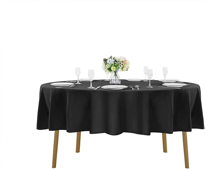Cupuamon 120 inch Round Tablecloth Washable Polyester Table Cloth Decorative Table Cover for Wedding Party Dining Banquet竊?2 Pack 120 inch,Black