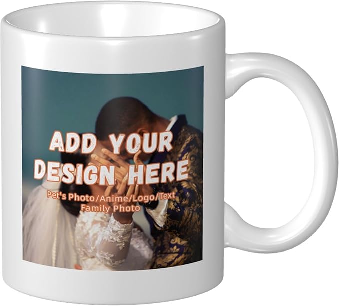 Customizable Mugs and Coffee Cups with Various Creative Designs Customize Your Photos Images Texts Partial or Full-Size Printing (Partial, White)
