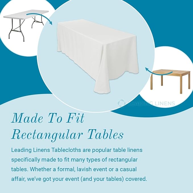 Leading Linens 6 Pack 60 x 102 Inch Rectangle Black Polyester Tablecloth, Table Cover, Stain and Wrinkle Resistant, Washable for Dining Table, Wedding Reception, Banquet, Party