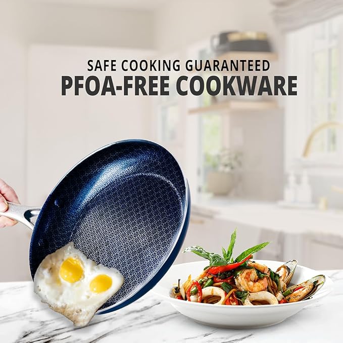THE COOK'S COMPANY Non-Stick Frying Pan Set - 8-Inch, 9.5-Inch, 11-Inch Skillets with Premium Nonstick Coating for Easy Cleanup and Versatile Cooking