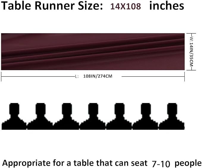 flohar 12Pack 9ft Christmas Chiffon Table Runner 14x108 Inch Sheer Romantic Table Runner for Wedding Birthday Party Bridal Shower Outdoor Decoration -Burgundy