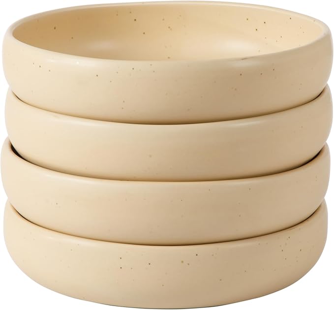 Bloomhouse - Two Time Oprah's Favorite Things Winner - Corsica Clay 4-Piece Meal and Pasta Bowl Set ??Cappuccino Cream Stoneware for Dinner, Serving & Everyday Use