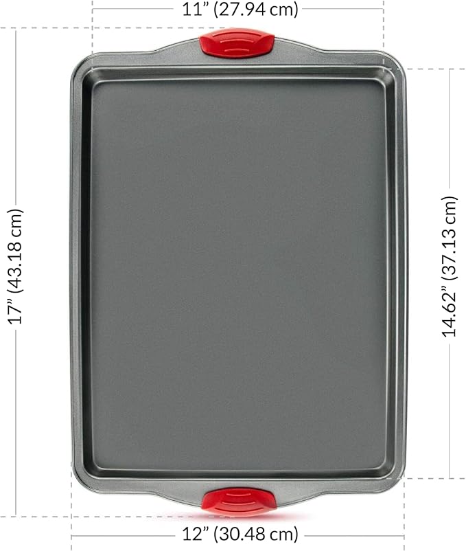 Premium Nonstick Baking Sheet Pans ??Set of 3, Heavy-Gauge Carbon Steel, Warp, Dent, and Rust-Resistant ??Gourmet Rimmed Half Cookie Sheet Trays, Non-Toxic for Exceptional Baking Performance