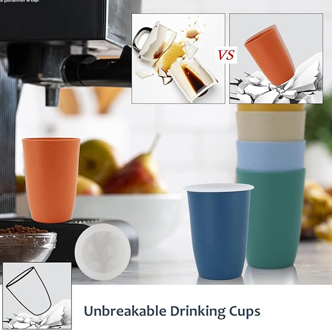 Homienly Wheat Straw Cups,Unbreakable Drinking Glasses 16oz,6-Pack Dishwasher Safe Cups with Lids for Parties,Beach-Colorful
