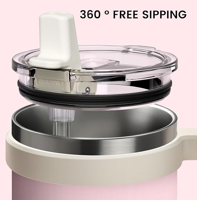SILICANICE Kids - 24oz Insulated Tumbler - Removable Flip Spout & Straw Water Bottle With Durable handle, Base & Lid, Leak proof, Perfect for School, Sports, Lunch, Travel & Camp- Pink sand