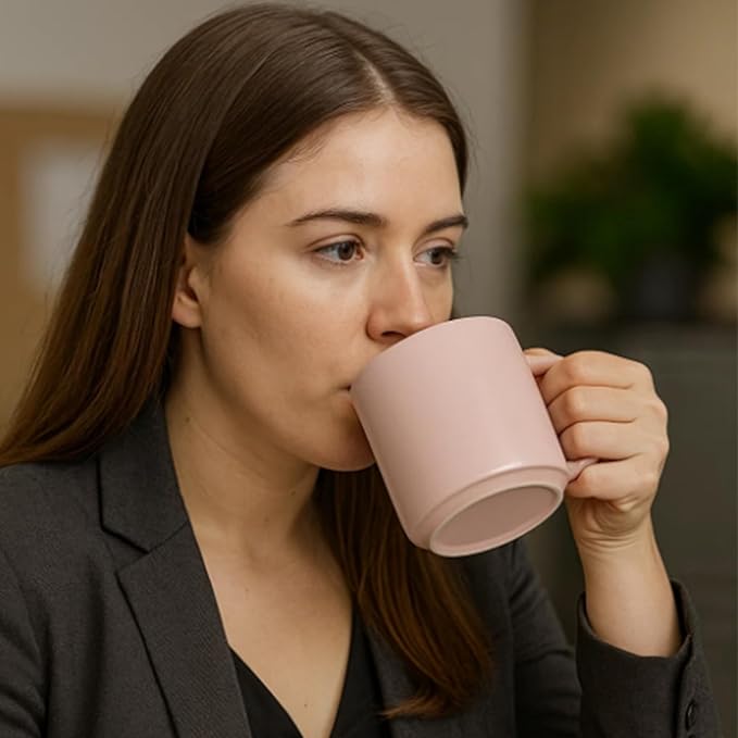 Ceramic Coffee Mugs, 16 oz Big Size for Oatmeal, Bosmarlin Matte Pink, Birthday Gifts, Dishwasher & Microwave Safe, Daily Office and Home Use