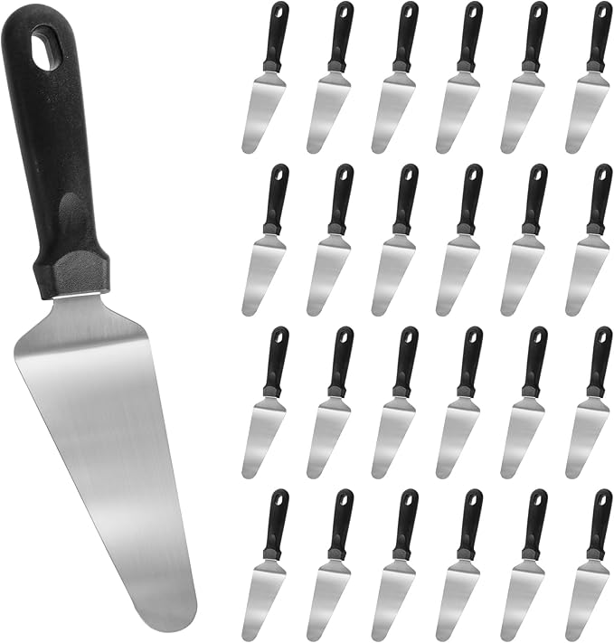 25 Pcs Pizza Spatula Set, Stainless Steel Pie Server & Cake Cutter with Non Slip Plastic Handle, Rustproof Baking Triangular Spade for Pizza, Cake, Dessert, and Pie Serving