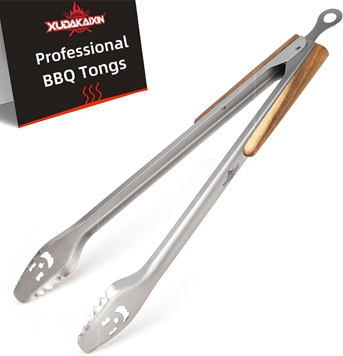 21-Inch Extra Long Stainless Steel BBQ Tongs with Extended Luxurious Acacia Handle ??Durable and Easy-to-Clean Grilling Tool for Cooking, Kitchen Use, and Outdoor Barbecues
