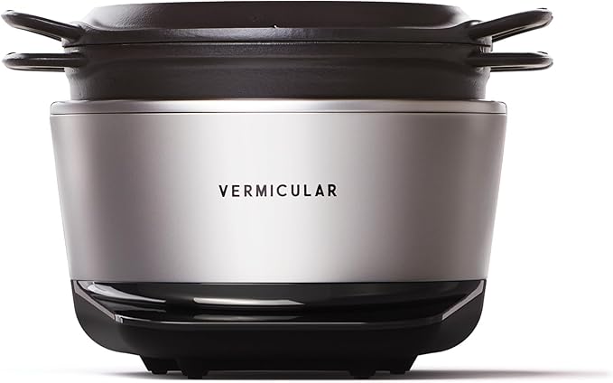 Vermicular Musui?밙amado (RICEPOT) | Cast Iron Induction Cooker | Precision Multicooker | Japanese Rice Cooker | Slow Cooker | Non-Toxic Enameled Cast Iron Pot | Matte Black & Silver | US Model (120V)