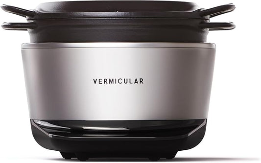 Vermicular Musui?밙amado (RICEPOT) | Cast Iron Induction Cooker | Precision Multicooker | Japanese Rice Cooker | Slow Cooker | Non-Toxic Enameled Cast Iron Pot | Matte Black & Silver | US Model (120V)