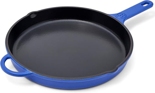 Great Jones King Sear Cast-Iron Skillet (Blueberry, 12") | Enameled for Easy Cleaning | Safe for All Stovetops & Ovens | Perfect for Crispy Chicken, Steak & More | Oven-Safe to 500째F | Hand Wash Only