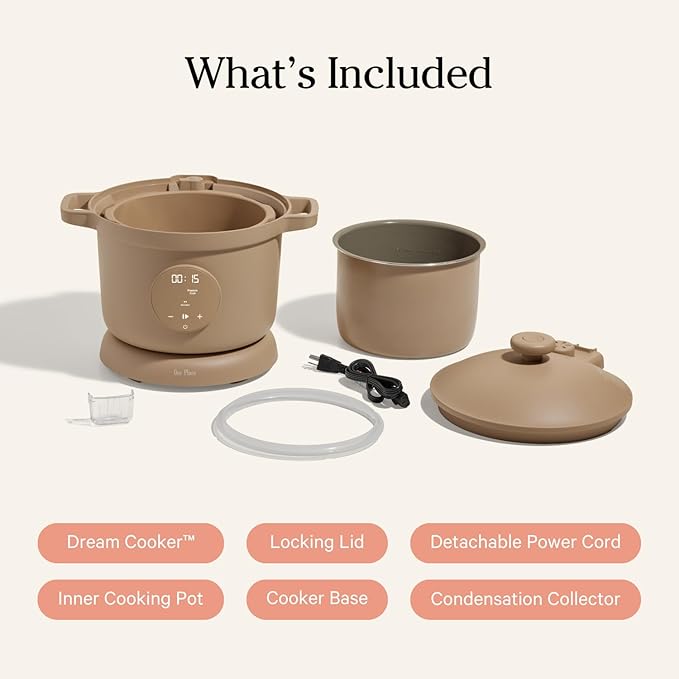 Our Place Dream Cooker | 6 Qt Ceramic Nonstick Multicooker & Pressure Cooker with Touchscreen Controls & Auto Steam Release | 4 Modes: Pressure Cook, Saut챕/Sear, Slow Cook & Warm | Steam