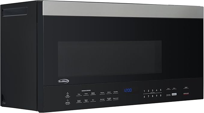 KoolMore 30-inch 1.6 cu. ft. Over the Range Microwave Oven with Sensor Cooking, 1,000 Watts and 300 CFM in Stainless-Steel and Black, UL Listed