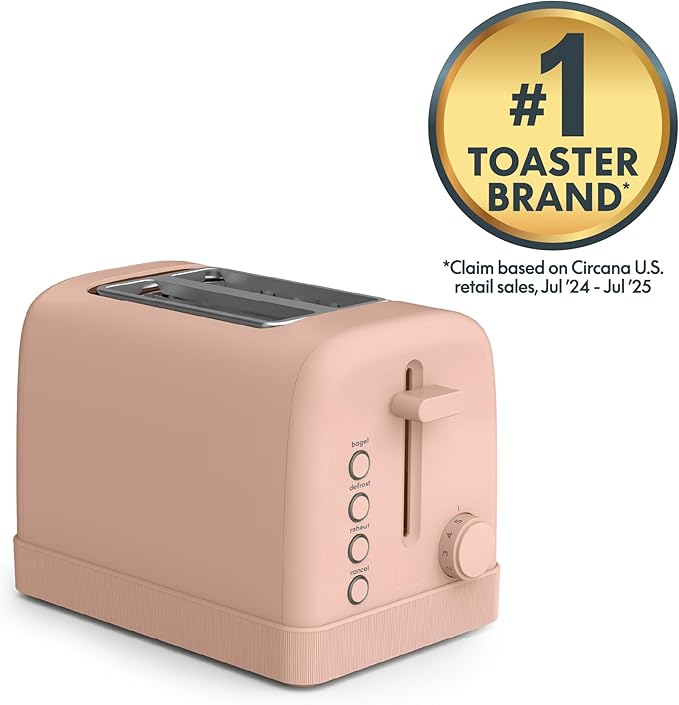 bella 2 Slice Toaster, 6 Setting Shade Control w Reheat, Cancel, Bagel & Defrost Buttons, Removable Crumb Tray, Anti Jam & Auto Shutoff, Auto Centering Guides & Cord Wrap, 900 Watt, Blossom
