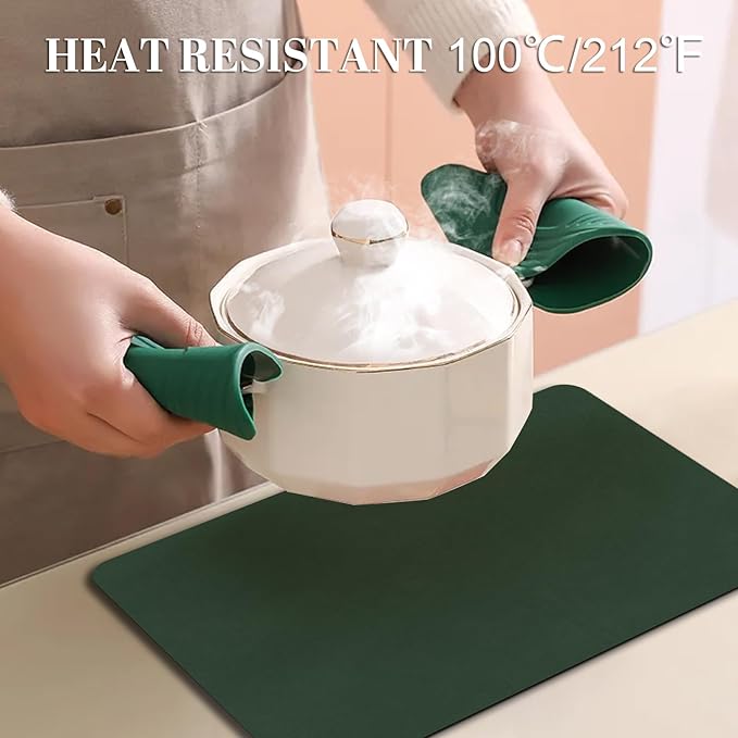 BLESWIN Faux Leather Placemats, PU Dining Table, Waterproof and Oil Resistant Easy to Clean, Heat Resistant Reversible Use Table Mats for Kitchen, Dining Table, Outdoor ??12 횞 17 Inch, Forest&Grey