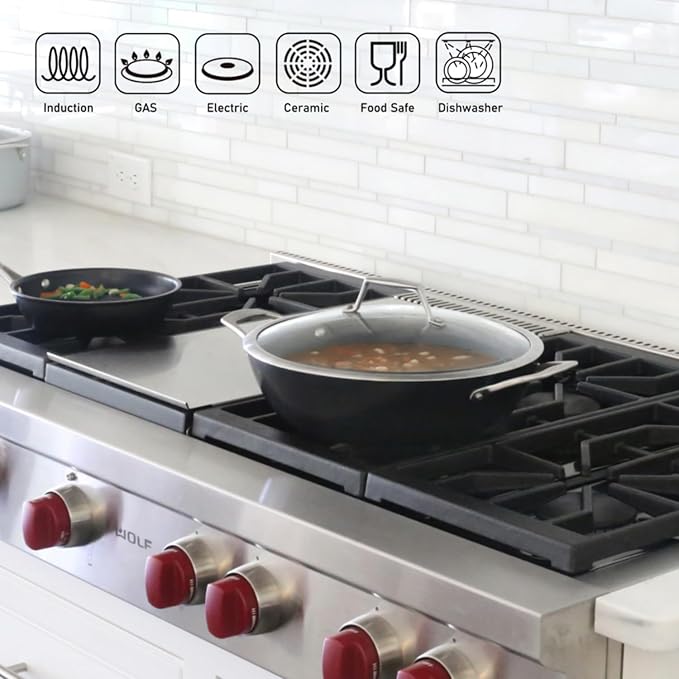 TECHEF - Onyx Collection - Nonstick Everyday Pan With Lid, 5 Qt Deep Frying Pan With Lid, For Sauteing, Frying, And Simmering, Induction Ready, PFOA-Free, Made In Korea