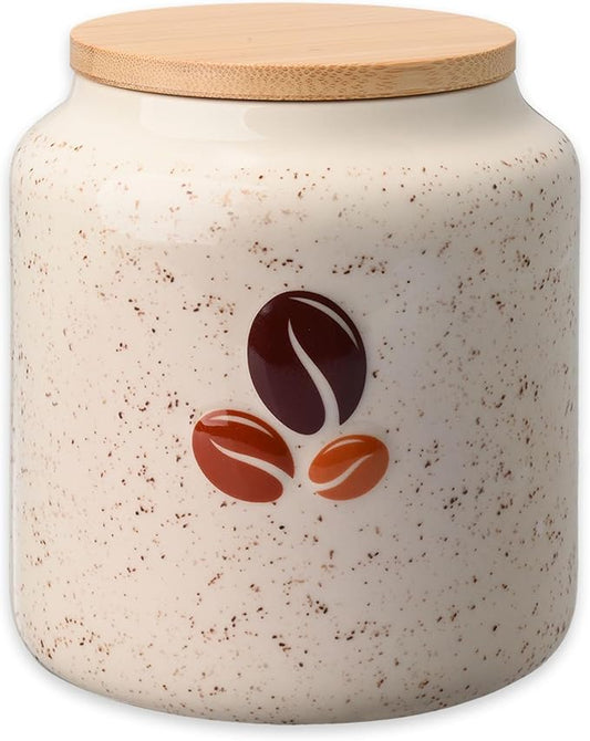 Miicol Ceramic Storage Canister, Coffee Canister with Airtight Lid, Round Food Storage Container, Kitchen Storage Jar for Coffee Bean, Flour, Sugar, Pasta, Spices, 20 fl.oz