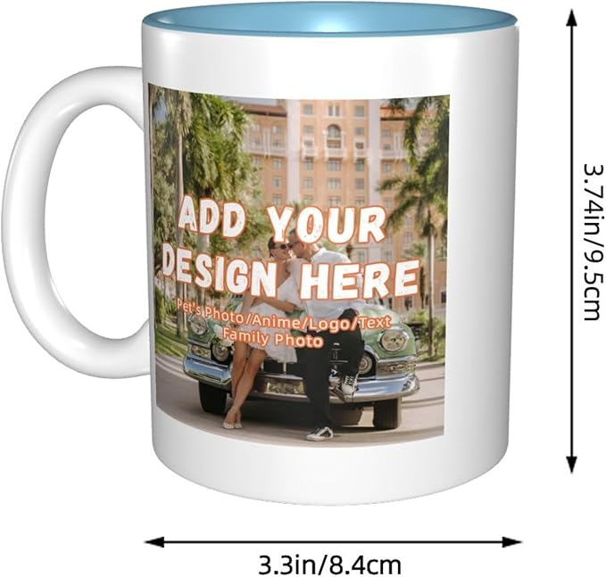 Custom Color Mugs with Partial or Full-Size Printing Customizable Photos and Text Coffee Mugs Creative Multicolor Designs Image (Partial, Sky Blue)