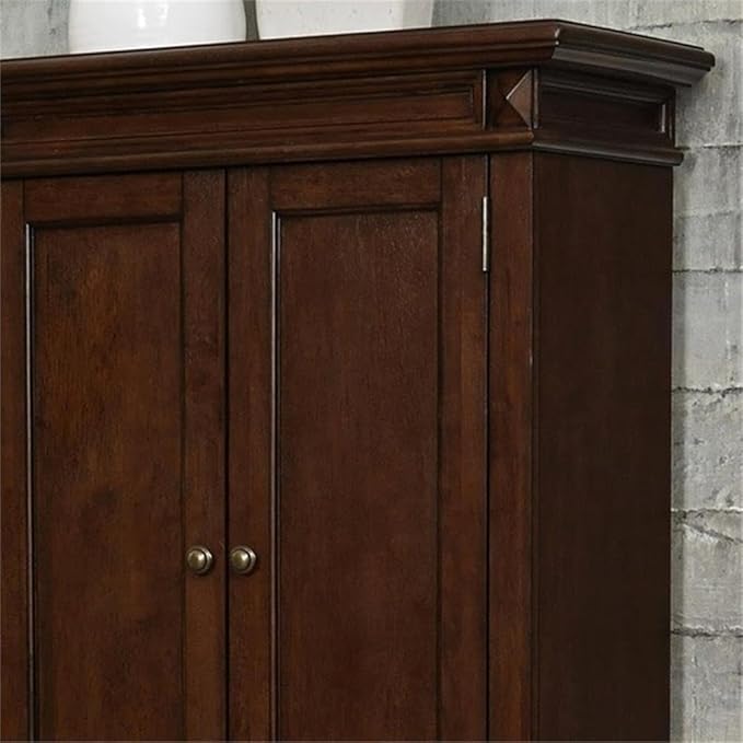 BOWERY HILL Traditional 4 Shelves Wood Kitchen Pantry in Brown Cherry