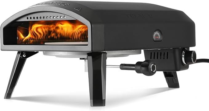 EchoSmile 12'' Gas Outdoor Pizza Oven, Propane Pizza Cooker Reaches 950째F, 60 Seconds Fast Cooking, Includes Gas Hose, Flame Control Knob, Extended Heat Handle, Black