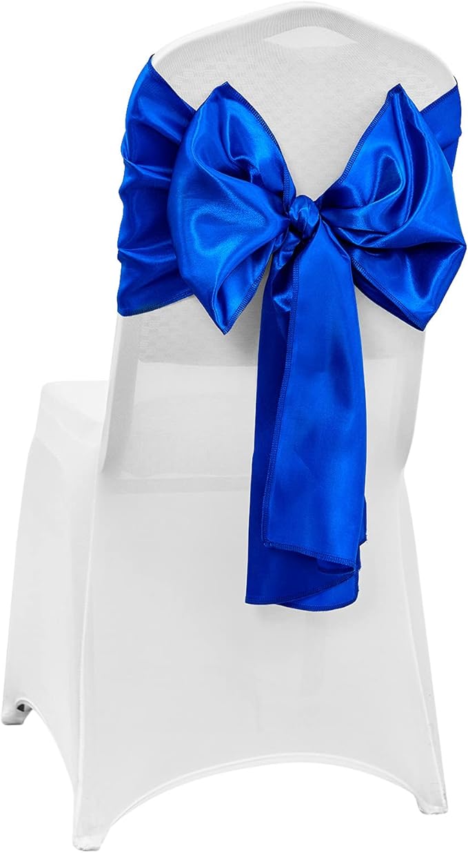 10-Pack Royal Blue Satin Table Runner 12 x 108 Inch Long Bright and Smooth Silk Fabric Table Runner for Wedding Banquet Birthday Party Decoration