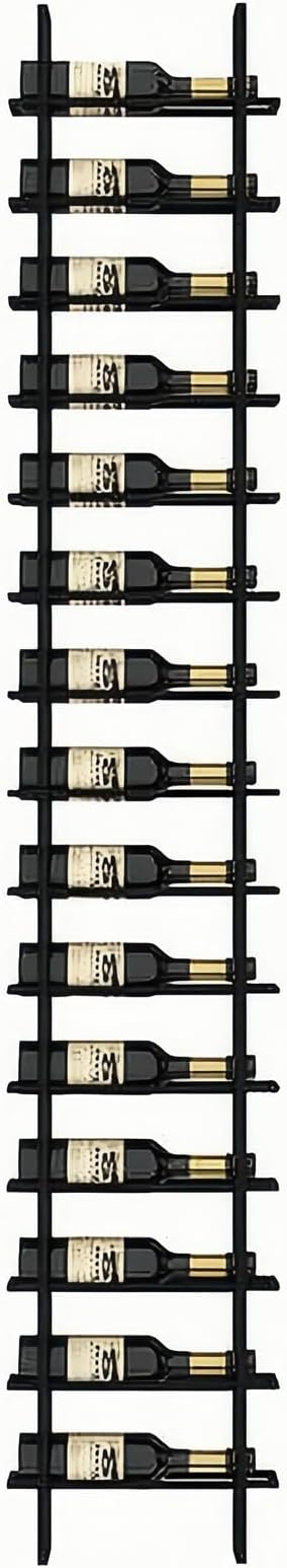 15-Bottle 1-Column Wall-Mounted Wine Rack, Black Metal Wine Bottle Holder with Vertical Design, Space-Saving Wine Storage Shelf for Home Bar, Kitchen, Restaurant & Cellar(15 Bottles, 15.75" W)