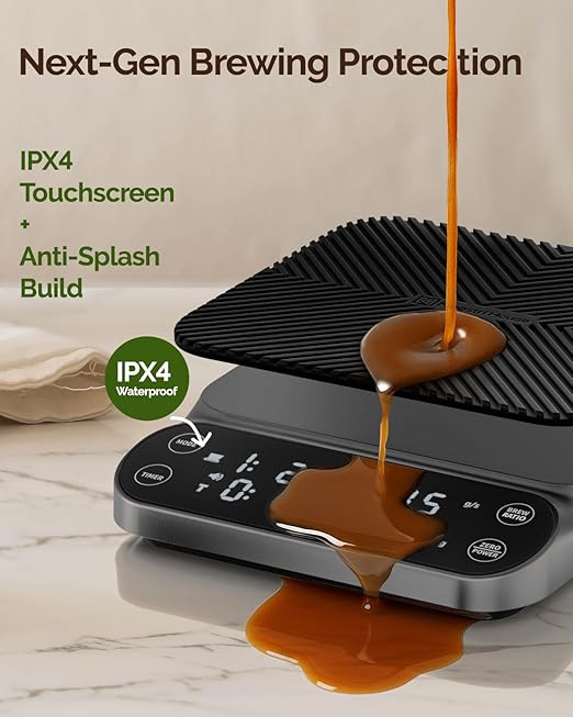 Maestri House S3 Coffee Scale with Timer, 3kg/0.1g Rechargeable Digital Scale, 3 Brew Modes, Adjustable Ratios & Flow Rate Display, Barista-Grade for Pour-Over, Espresso, French Press ??Grey