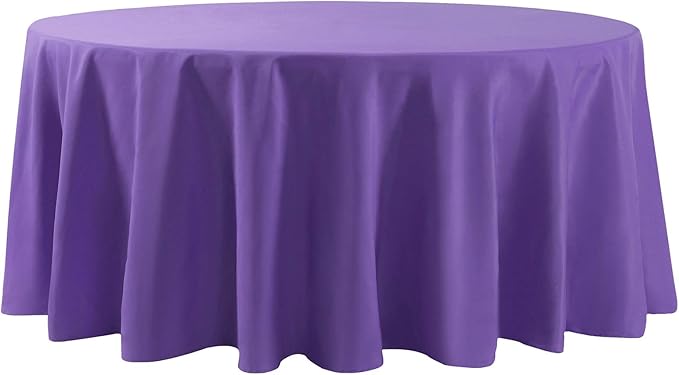 Cupuamon 132 inch Round Tablecloth Washable Polyester Table Cloth Decorative Table Cover for Wedding Party Dining Banquet（132 inch,Purple）