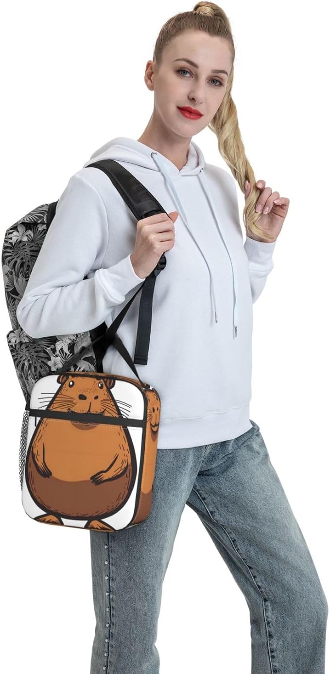 VANZEV Insulated Lunch Box for Women Men, Guinea Pig Theme Lunch Box Reusable Portable Lunch Bag Cooler Tote Waterproof Lunch Container for Office Picnic Work Travel