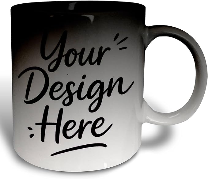 Custom Magic Mug Color Changing 11oz - Heat Activated Personalized Coffee Mug - Black to White Reveal Design Both Sides - Unique Gift