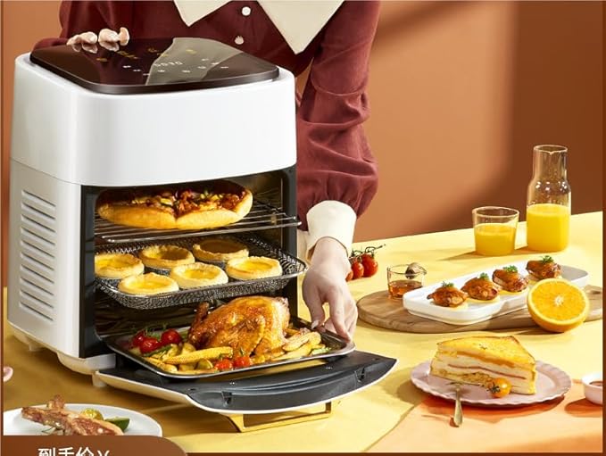 15L. 2023 air fryer. Home large intelligent, multifunctional, visible, transparent, oil-free, low-fat fryer. Timing and temperature adjustable. There are three types: white, black, and yellow.