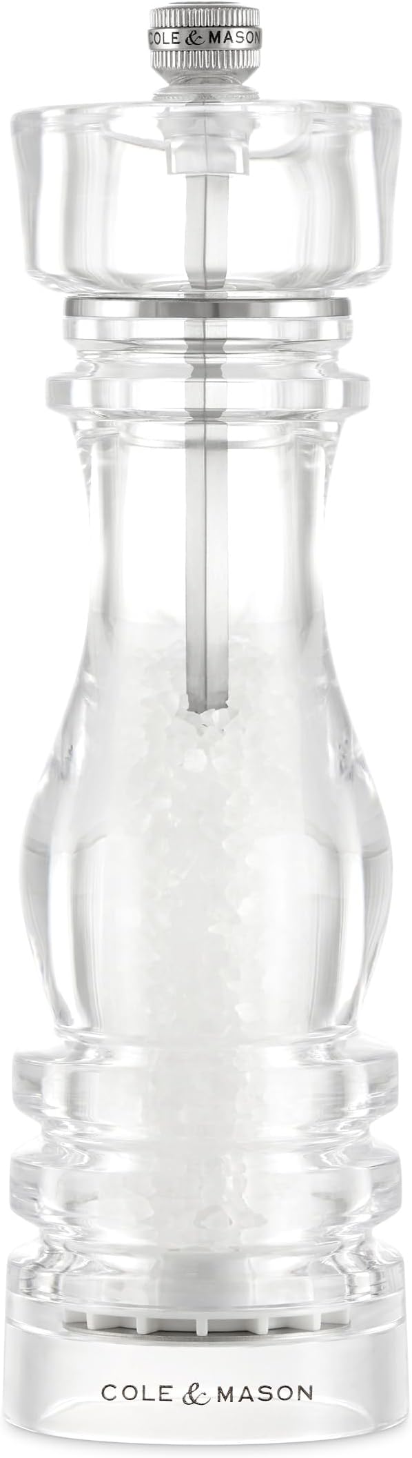 Cole & Mason London Refillable Spice Mill - Kitchen & Home Accessory - Table Salt Grinder - Salt Mill with Ceramic Mechanism - 8", Acrylic