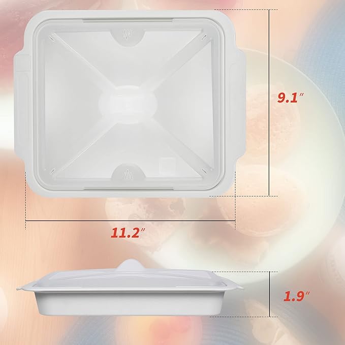 MMUGOOLER 2 Pack Microwave Easy Bacon Maker/Cooker with Lid, Safety, Quick and with No Mess, 11.3??L x 9.0" W x 2.4" H- White