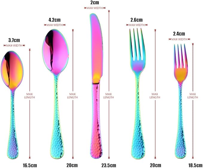 20-Piece Flatware Silverware Set, Bisda Rainbow Stainless Steel Cutlery Sets, Multipurpose Use for Home, Kitchen, Restaurant, Hotel Tableware Utensil Service for 4