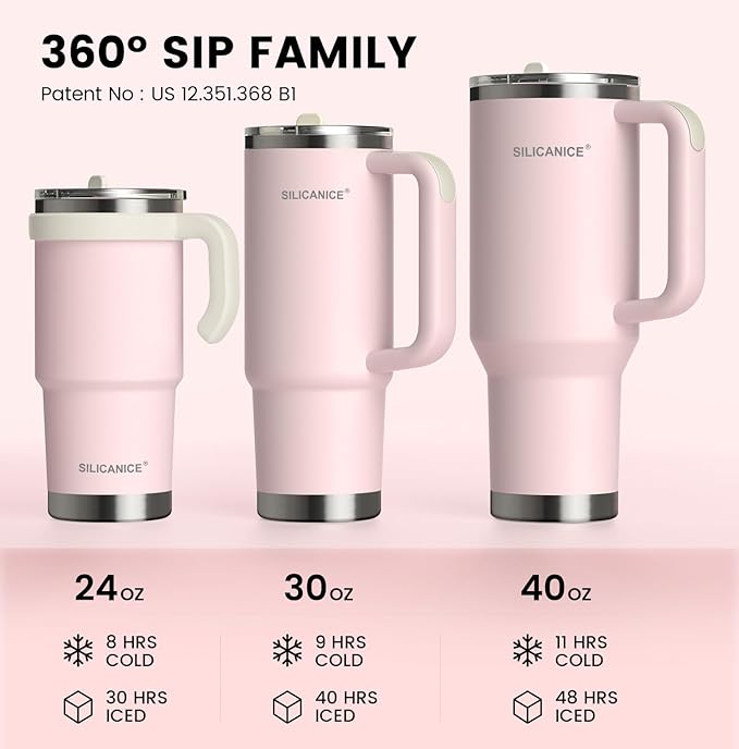 SILICANICE Kids - 24oz Insulated Tumbler - Removable Flip Spout & Straw Water Bottle With Durable handle, Base & Lid, Leak proof, Perfect for School, Sports, Lunch, Travel & Camp- Pink sand