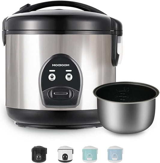 10-Cup Uncooked Rice Cooker & Food Steamer - Ceramic Coating Non-Toxic Inner Pot, One-Touch Multifunction for Rice/Sauté/Yogurt, Dishwasher Safe, 3-10 Family Size, Stainless Steel