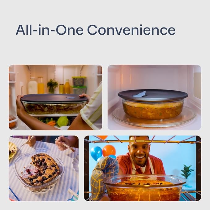 Tupperware Voila Glass Square Food Storage ??Airtight Baking Dish, 1.7 qt / 1.6 L