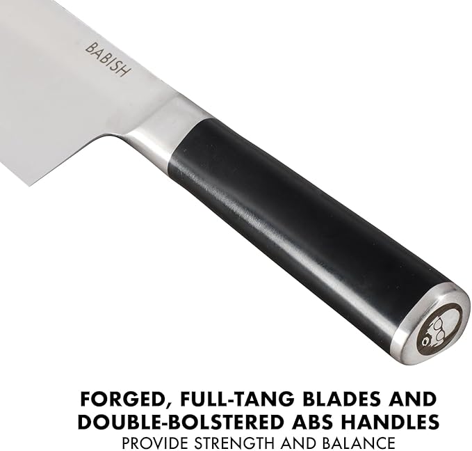 Babish 14-Piece Full Tang Forged Kitchen Knife Set ??High-Carbon 1.4116 German Steel Cutlery with Protective Sheaths ??Professional Chef Knife Set