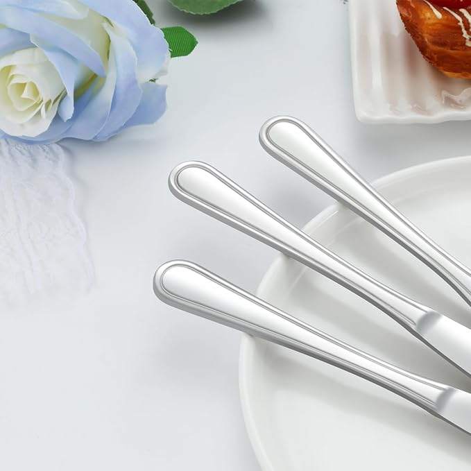 Dinner Knives Set of 24, 9??Knives Set, Butter Knife with Pretty Line Handle, Sharp Knife Set, Food Grade Stainless Steel Table Knife, Silverware, Dishwasher Safe & Mirror Polished