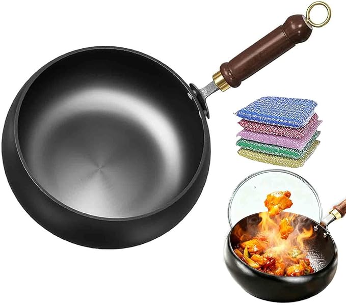 Jinswhdre Cast Iron Skillet, Uncoating Cast Iron Pot, Multi-purpose Frying Wok, Hand-Forged Non-stick Pans Without Coating, High Purity Frying Pans For Cooking