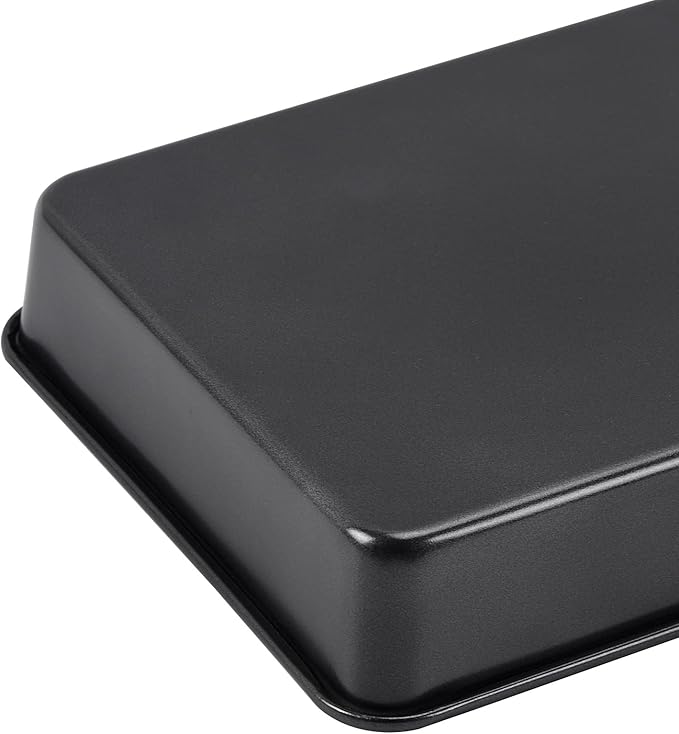 CAMOFOXIN Nonstick Roasting Pan, Deep Baking Pan Set, Large Cake Pan Sets for Oven, 3-Piece Brownie Pan （Black）