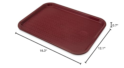 Carlisle FoodService Products CT121661 Caf챕 Standard Cafeteria / Fast Food Tray, 12" x 16", Burgundy