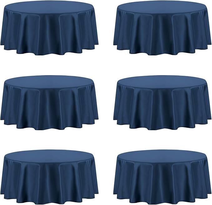 PureFit 6 Pack Round Navy Blue Table Cloths 70 Inch for Round Tables, Stain and Wrinkle Resistant Table Linens for Home Use, Wedding, Party, Banquet and Camping