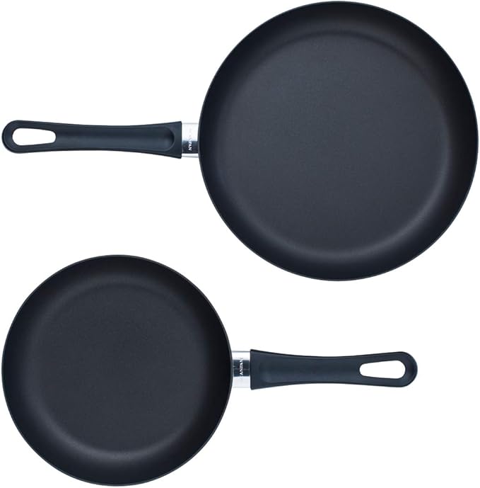 Scanpan Classic 2-Piece Nonstick Fry Pan Set, 10 1/4-inch and 12 1/2-inch ??Compatible with Gas and Electric Stovetops, Metal Utensil Safe, Oven Safe to 500째F, Dishwasher Safe, Black