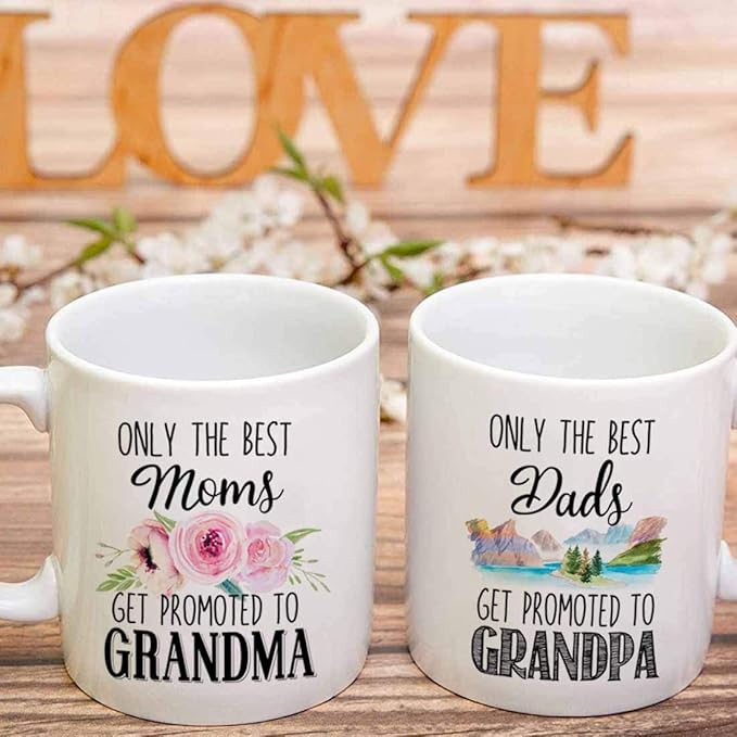 Est 2025 Grandparent Mug Set - Grandma & Grandpa to Be - Pregnancy Reveal & Baby Announcement Gift