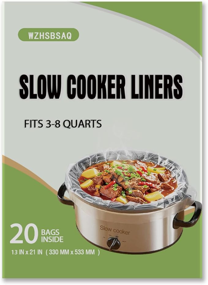 Slow Cooker Liners 20pcs, Large 13??x 21??Disposable Cooking Bags for 3QT to 8QT Slow Cookers, Cooking Tray for Oval and Round Pots (20)
