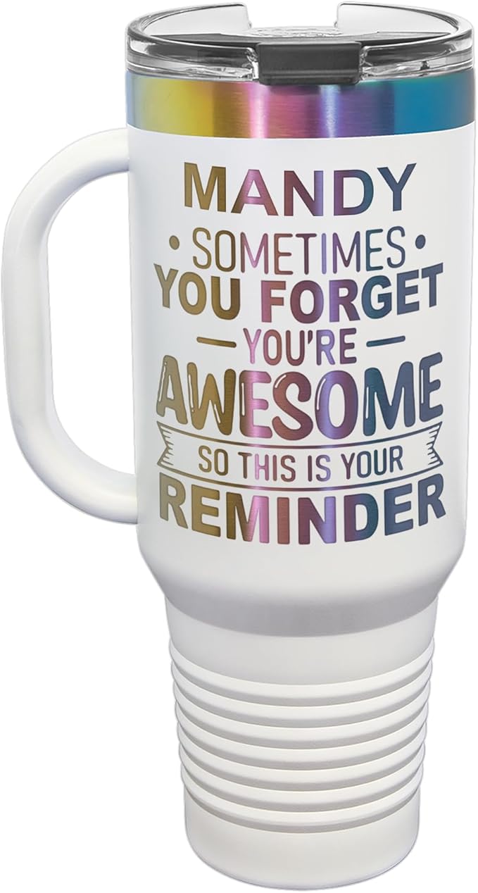 Personalized Inspirational Tumbler, Inspirational Gifts for Men Dad Father Wife Sister Women, Custom Birthday For Him Her, Customized You?셱e Awesome Tumbler, Teacher Coworker Gifts 40oz White Prism