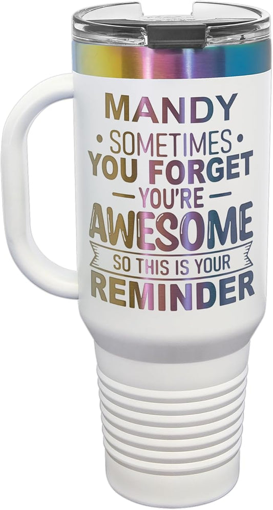 Personalized Inspirational Tumbler, Inspirational Gifts for Men Dad Father Wife Sister Women, Custom Birthday For Him Her, Customized You?셱e Awesome Tumbler, Teacher Coworker Gifts 40oz White Prism